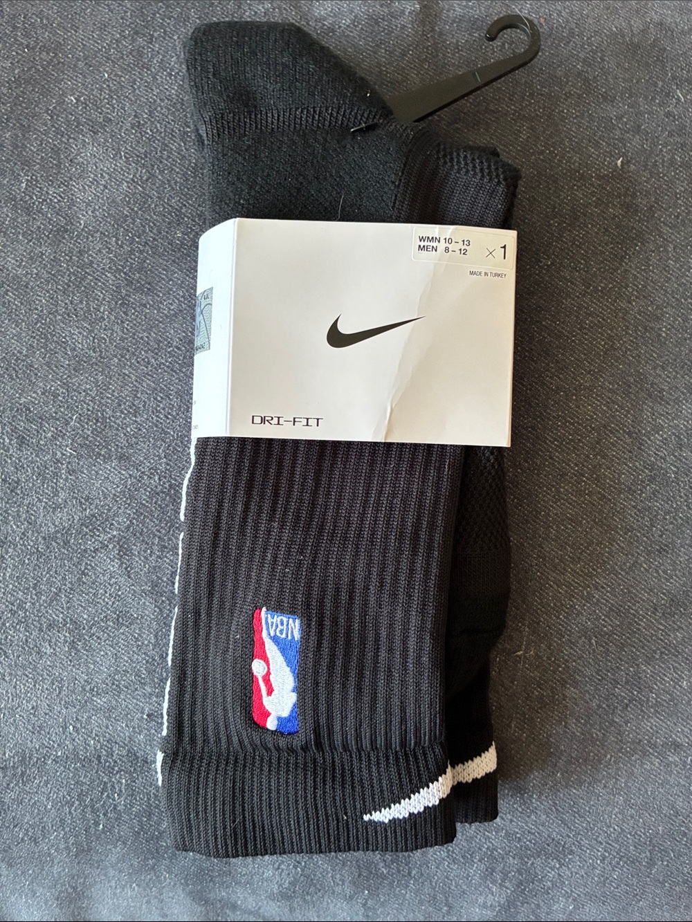 Nike Black Crew Athletic Socks with NBA Logo